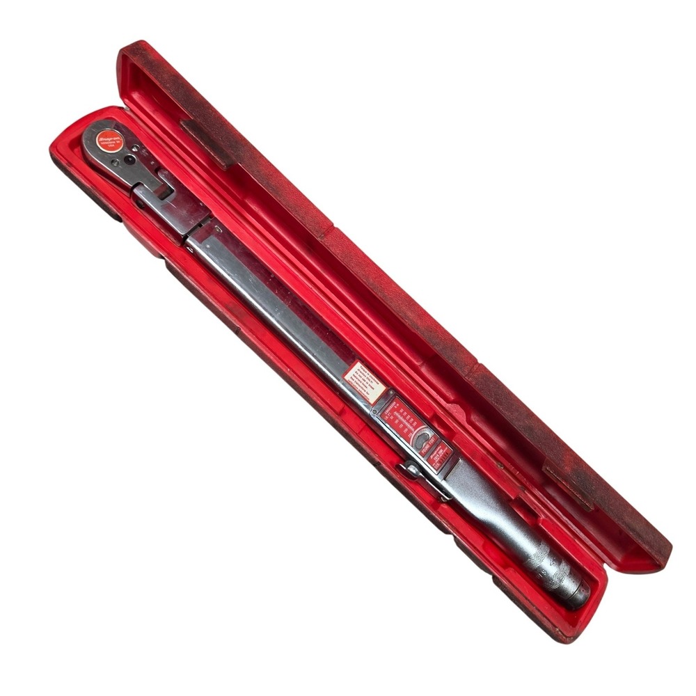 Snap-on Torque Wrench Silver 1/2" Drive Flex Head TQFR 250C Click Type In Case